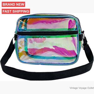 Clear PVC Crossbody Bag with Adjustable Strap, Cosmetic Storage Purse